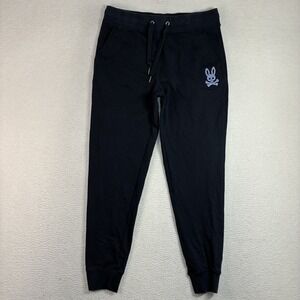 Psycho Bunny Joggers Men M Blue Logo Sweatpants Drawstring Cotton Stretch